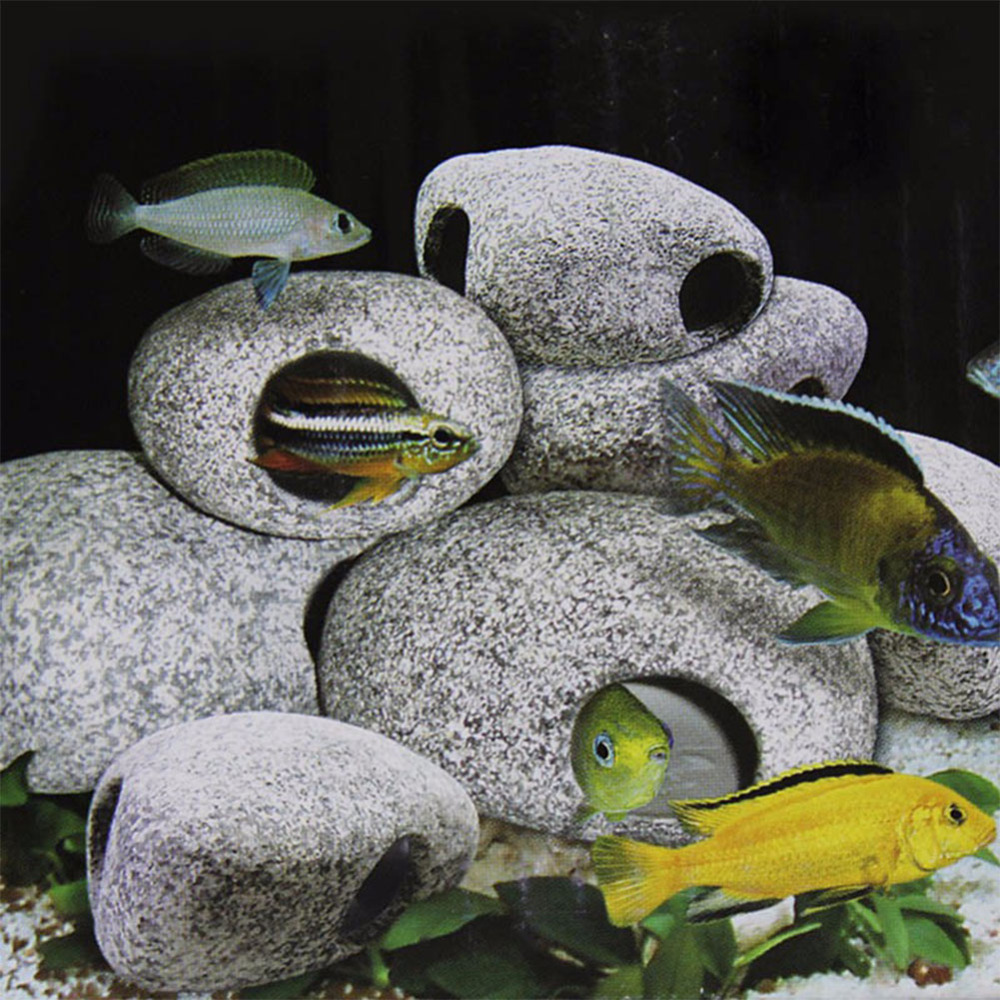 Cichlid Stone Aquarium Fish Tank Pond Ornament Decoration Shrimp Breeding Rock Cave Ceramic Stones Akvaryum