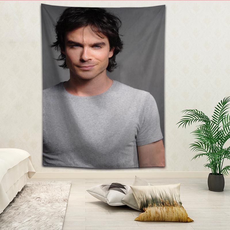 New Arrival Ian Somerhalder Tapestry Hanging Blanket background wall bedroom Home Art Tapestries Decor Customize your image