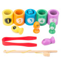 Montessori Fishing Toys Sorting Color Matching Wooden Magnetic Fishing Clip Game Baby Counting Educational Toys for Children