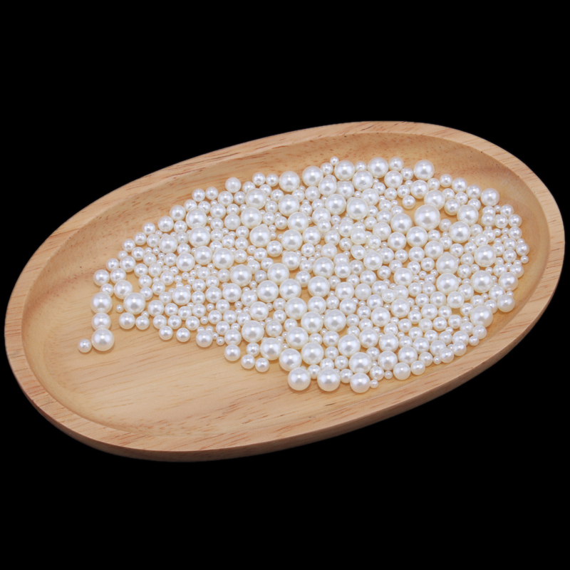100pcs/lot NO HOLE Ivory DIY Imitation Garment Beads Pearl ABS loose Round Beads For Fashion Jewelry Making