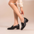 BeauToday Pumps Women Genuine Cow Leather Round Toe Slip-On Penny Loafers Med Heel Lady Shoes Handmade 15135