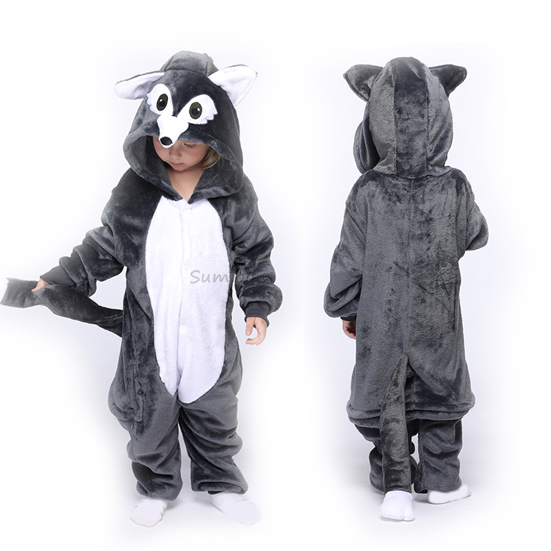 Winter Flannel Unicorn Kigurumi Cosplay Costume For Children Kids Cat Dinosaur Panda Animal Onesies Pajamas Baby Sleepwear