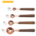 4pcs/set Rose Gold Measuring Cups Measuring Spoon Scoop Walnut Wooden Handle Kitchen Measuring Tool Plating Measuring Cups Spoon