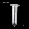 100Pcs 2ml Clear Plastic Vials Container Snap Cap Centrifuge Tubes Vials Sample Lab Container B36C