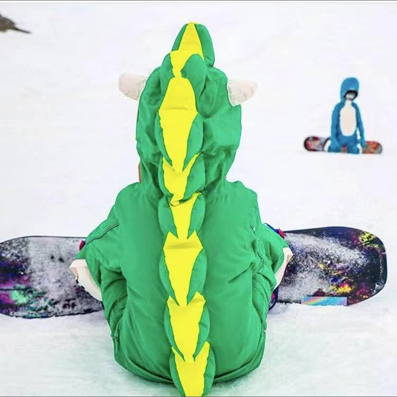 Kids Ski Jumpsuit Winter Waterproof Girls Boys Snow Wear One Piece Bib Clothes Thick Snowboarding Jacket Child Without Gloves