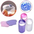 1PCS Colorful Nail Art Decoration Seal Stamp Transparent Silicone Template Seal Stamp with Cover DIY Nail Art Manicure Tools