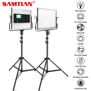 SAMTIAN photography light studio light L4500 2 set video light with stand tripods dimmable bi color 3200K 5500K panel light