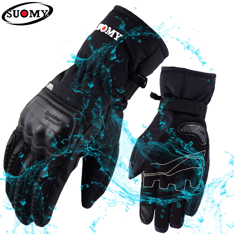 Suomy Motorcycle Gloves Motorbike Winter Hard Shell Guantes Moto Gloves Waterproof Windproof Touch Screen Women Snowboarding ATV