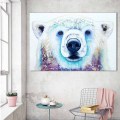 DDHH Canvas Print Pictures Posters Decorative Wall White Bear Animal Oil Painting Wall Picture For Living Room Home Art