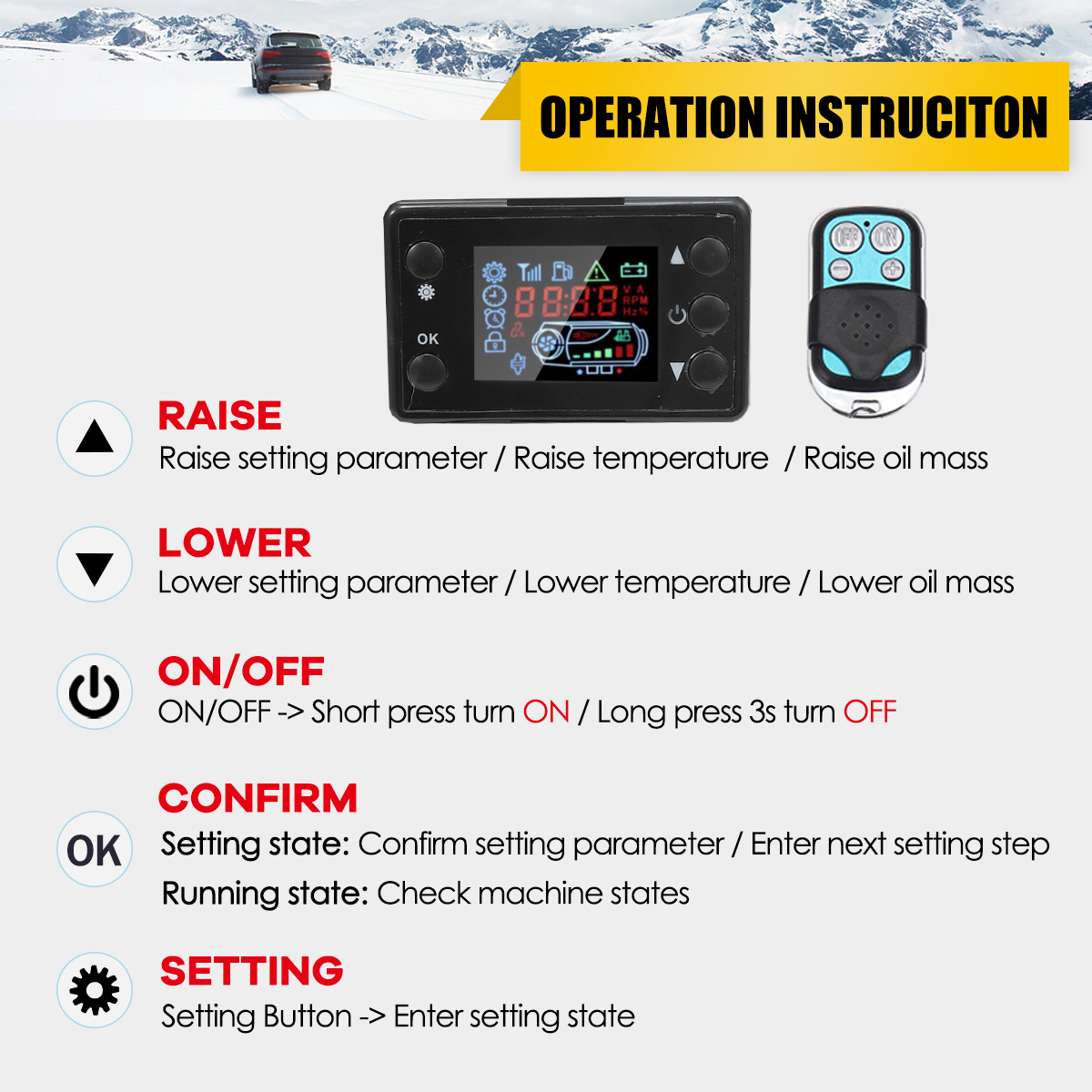 All In One Car Heater 8KW Adjustable 12V One Hole Air diesels Heater For Trucks Motor-Homes Boats Bus +LCD key Switch+Remote