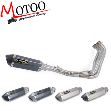 Motoo - FOR YAMAHA MT09 MT-09 FZ-09 not tracer 2014-2018 Motorcycle full exhaust system slip on with exhaust muffler escape
