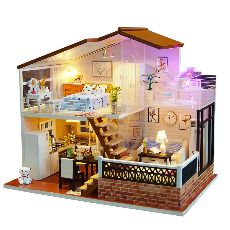 Diy Doll House Wooden Diy Crafts Miniature Dollhouse Furniture Kit Diy Toy House For Boy & Girl Educational Diy Toy Craft