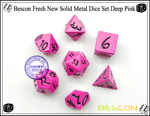 Bescon Fresh New Solid Metal Dice Set Deep Pink-4