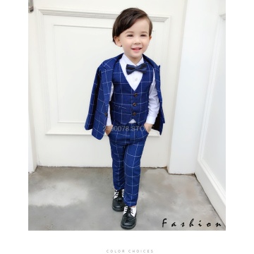 Flower Boys Prom Party Formal Tuxedo Boys Suit for Weddings Blazer Vest Pants Children School Host Dance Performance Costume