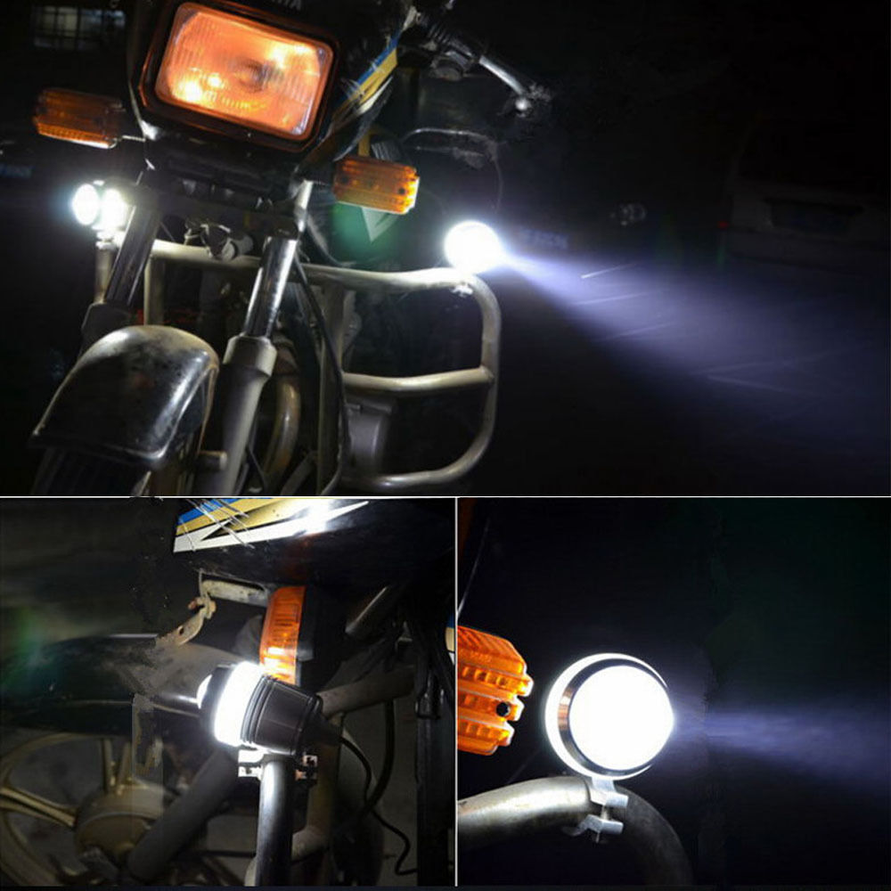 2pc Universal Waterproof Black U3 LED Motorcycle light Motor Headlight Spot Light with blue yellow white red angel eye U3 light
