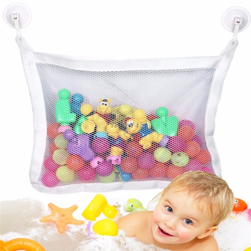 Folding Baby Bathroom Hanging Mesh Bath Toy Storage Bag Net Suction Cup Baskets Shower Toy Polyester Organiser Bags