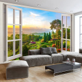 Custom Photo Wallpaper 3D Stereoscopic Outdoors Landscape Window Murals Living Room Sofa Background Wall Decoration Wallpaper