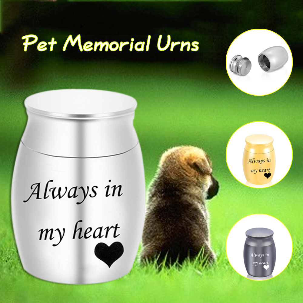 Always in My Heart Human Ashes Funeral Dog Cremation Urns Casket Container Mini Small Aluminum Keepsake Memorials For Pets Cat