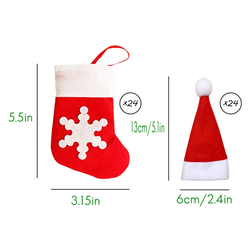 Promotion! 48 Pieces Christmas Santa Hats Socks Silverware Holders Tableware Holders,Dinner Table Decorations Party Supplies,Red