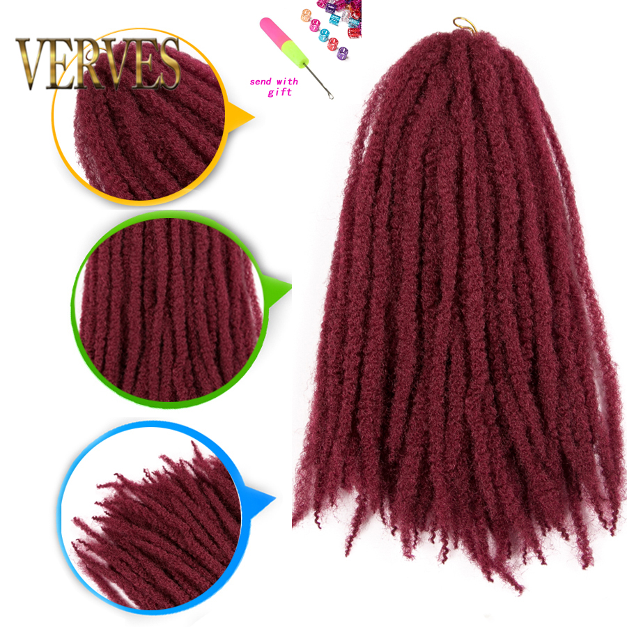 VERVES Synthetic Crochet Marley Braids Hair extensions Afro Braiding Hair 18 inch 30 strands/pack ombre kinky braid Black