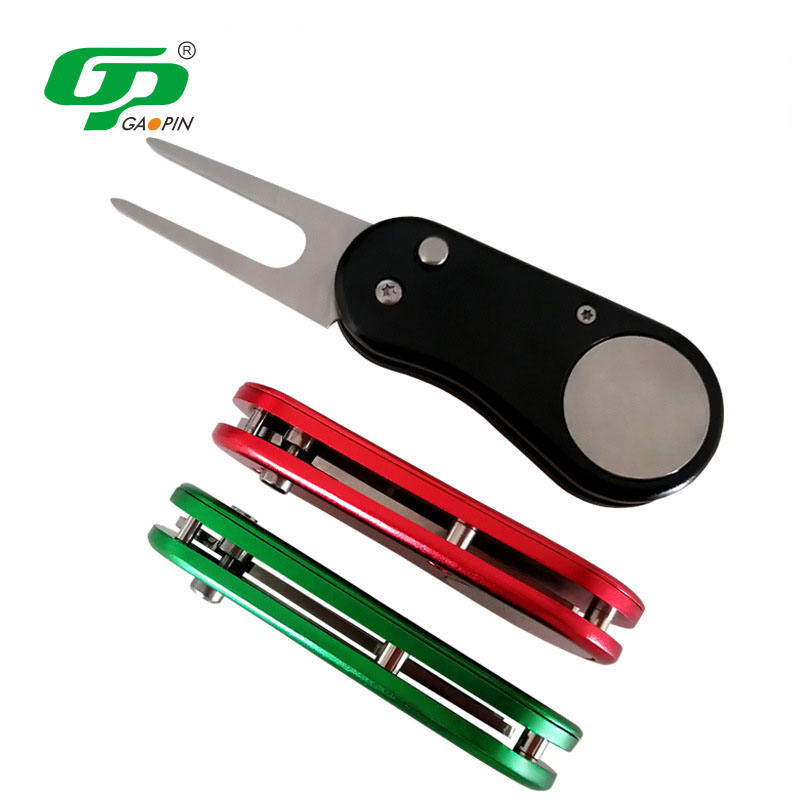Best-Selling Custom Zinc Alloy Switchblade Divot Tool with Pop-up Ball Marker Button Portable Golf Repair Tool Gift Sport5