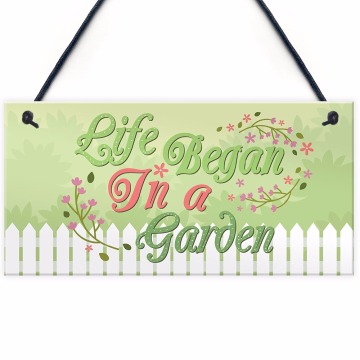 Meijiafei Life Began Hanging Plaque SummerHouse Sign Garden Shed Mum Nan Beautiful Home Sign 10
