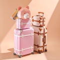 Travel Belt Korean Retro Women Rolling Luggage Sets Spinner ABS Students Travel Bags 20 inch Cabin password Suitcase on Wheels