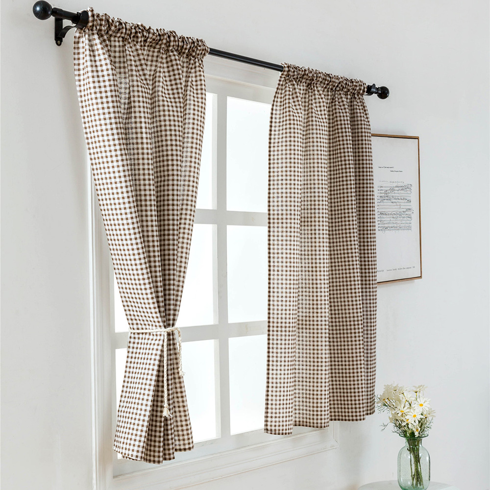 Polyester Valance Curtains for Bedroom Colored Strip Semi-Blackout Window Curtain Valances Short Curtains Window Drape 100*130CM