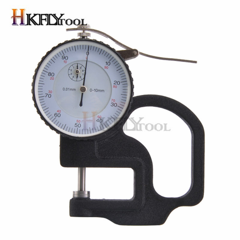 High Precision 0-10mm 0.01mm Dial Thickness Gauge Leather Metal Case Tester Flat Width Measuring Instrument Tools