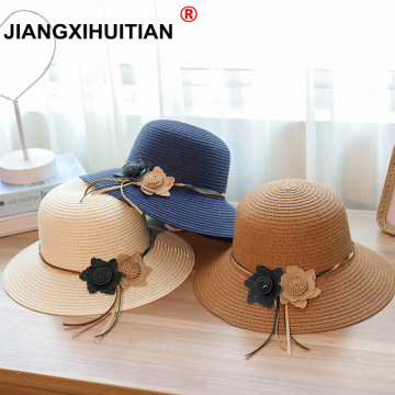 jiangxihuitian 2018 Retail 5 colors Summer women flower Simple Wavy large brimmed straw hat girls Beach Hats