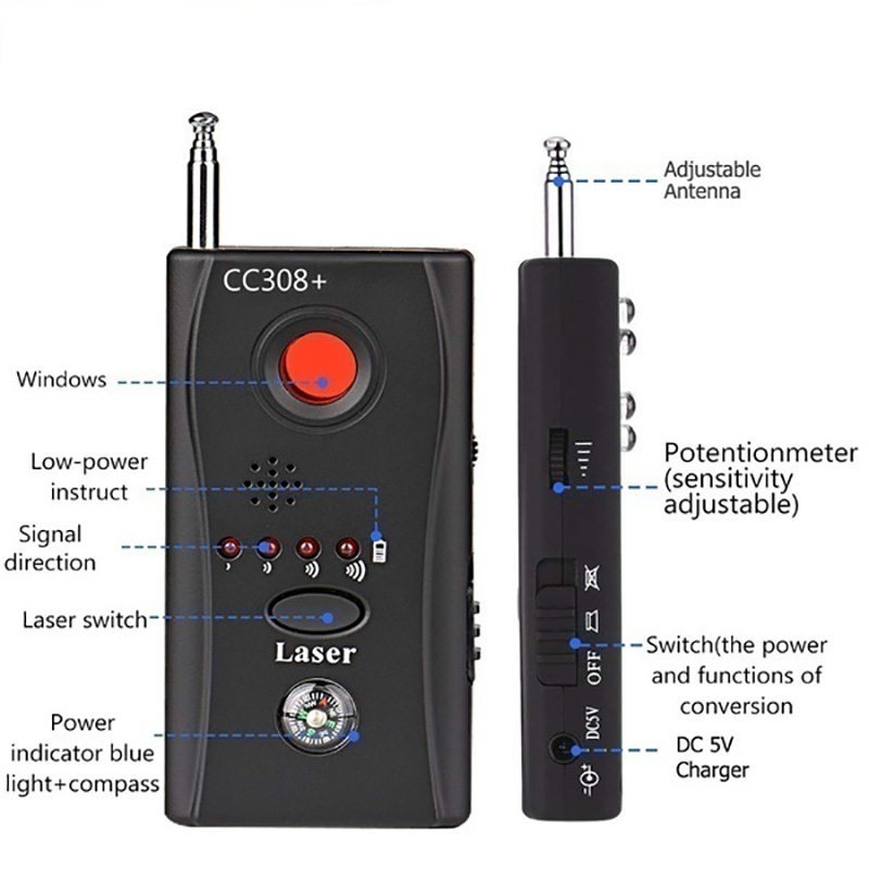 Multi-Function Wireless Camera Lens Signal Detector CC308+ GPS Bug Signal Detect Camera Full-range WiFi RF GSM Device Finder