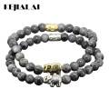 KEJIALAI 1pcs High Quality Beaded Elephant Girl Charm Bracelet Natural 6mm Round Iron Ore Stone Beads Women Bracelet Lucky Gift