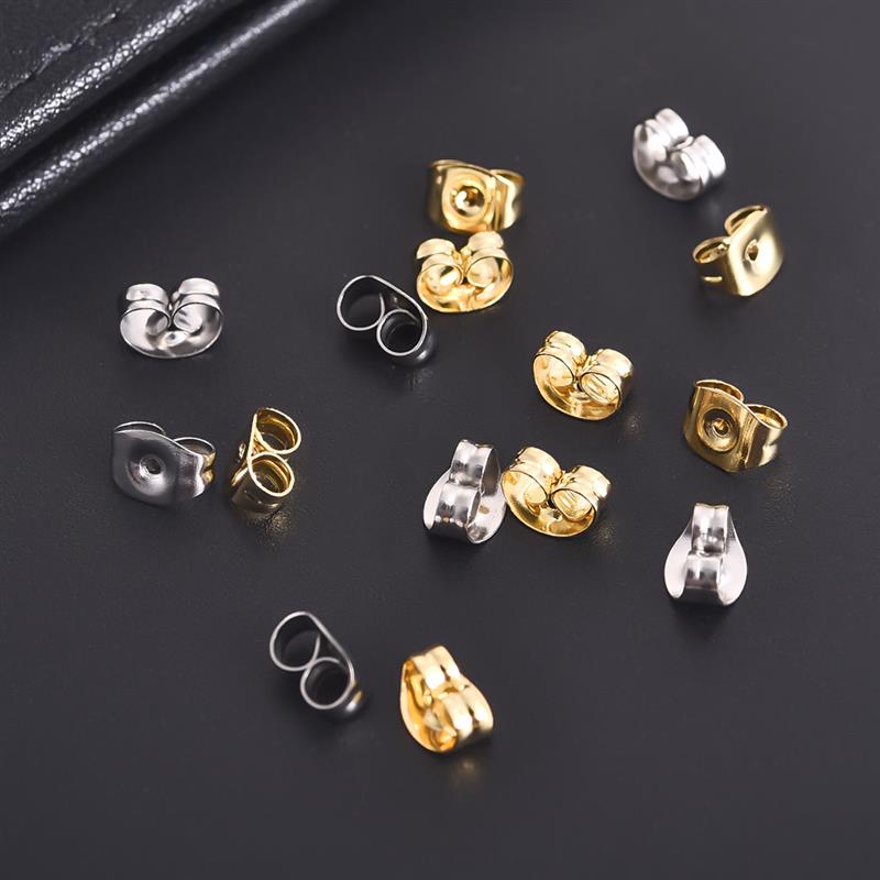 50pcs stainless steel Dia 4/5/6/8/10mm Gold Stud Earrings Back Plug Ear Pins Ball Needles for DIY Jewelry Making Findings