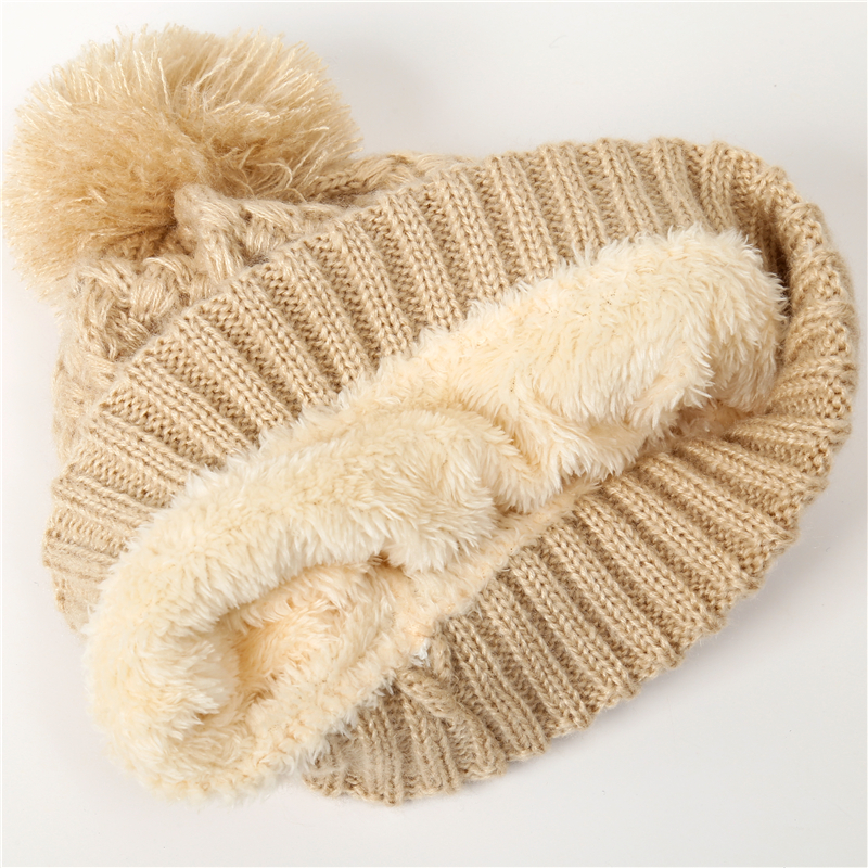 Women Winter Solid Knitted Scarf Set Snood Neck Beanie Hat Easy Scarves Cashmere Warm Fur Cap Wool Collars Scarfs for Kid Men