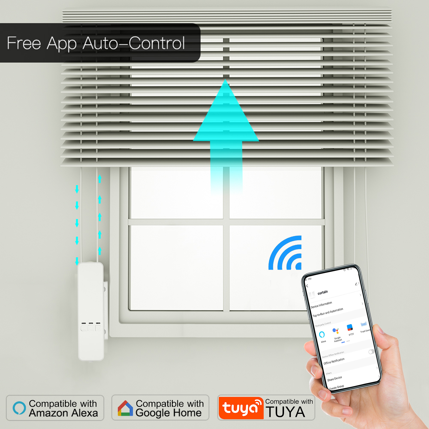 WiFi Tuya Smart DIY Motorized Chain Roller Blinds Shade Shutter Drive Motor Compatible with Alexa Google Home App Voice Control