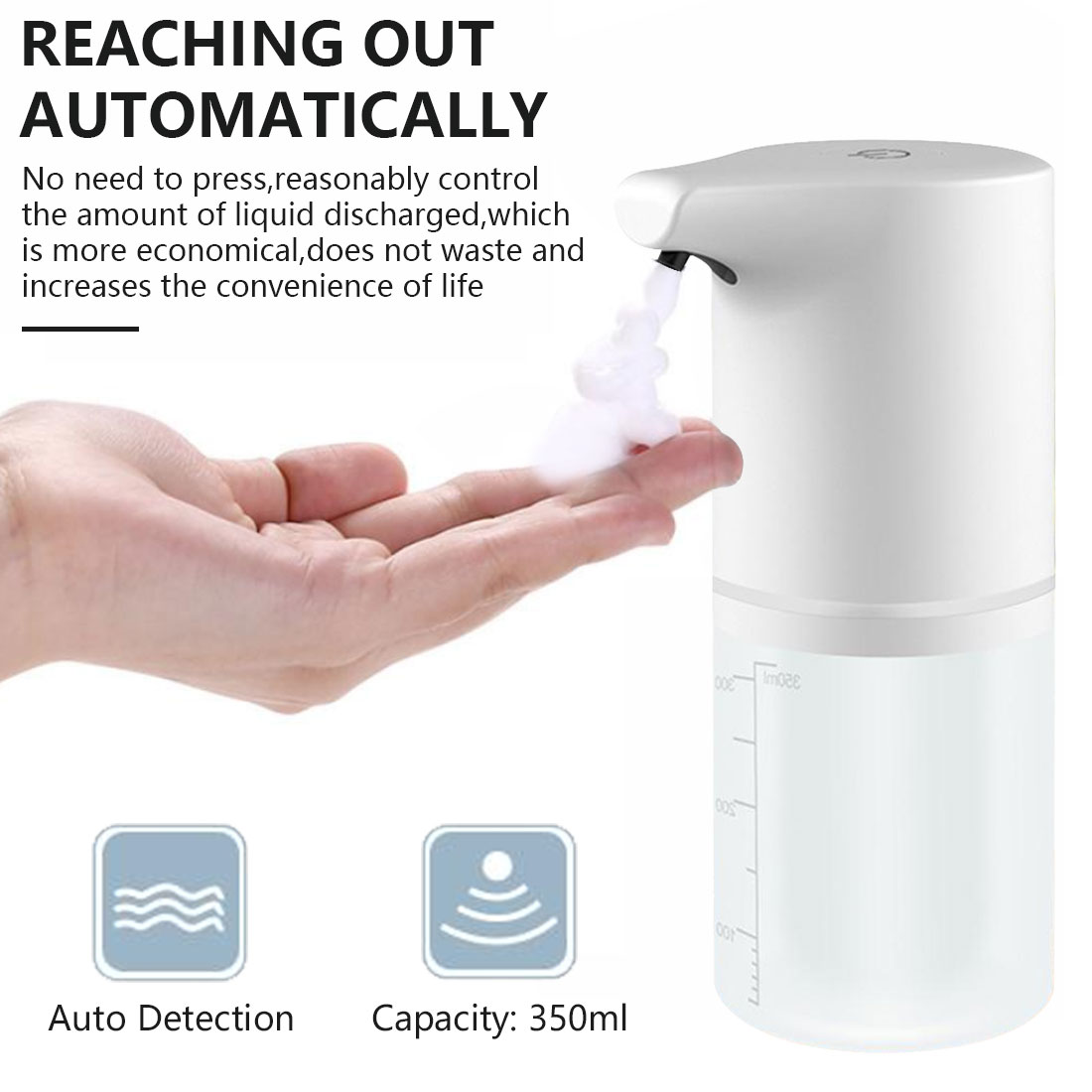350ML Touchless Automatic Soap Dispenser USB Charging Smart Foam Machine Infrared Sensor