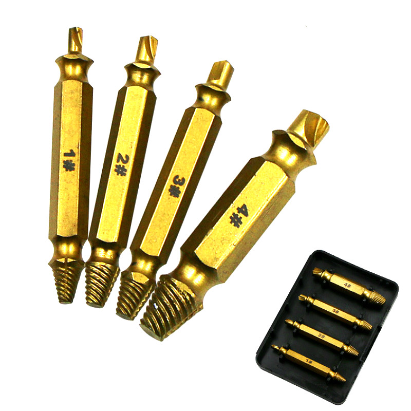 5pcs Damaged Screw Extractor Drill Bits Guide Set Broken Speed Out Easy Out Bolt Stud Stripped Screw Remover Stud Reverse Tool