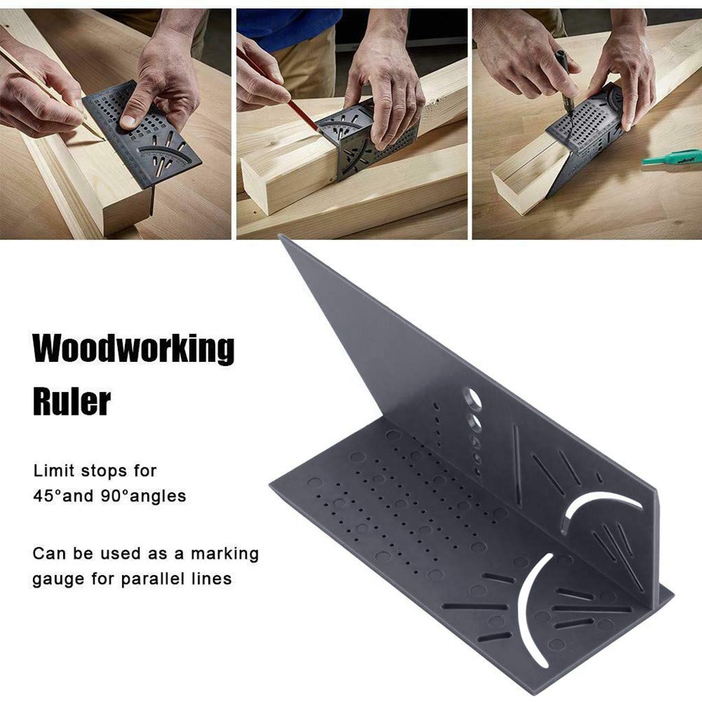 3D Angle Measuring Square Size Woodworking Measure Tool Line 90 Degree Gauge T-type Ruler Hole Scribing Gauge