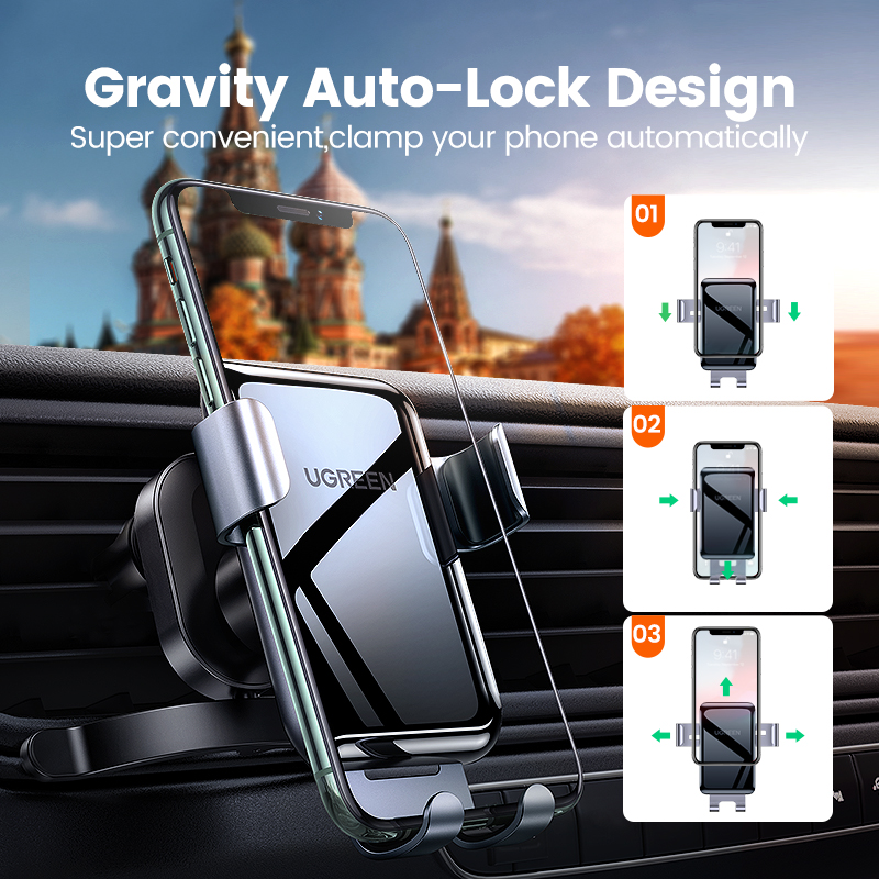 UGREEN Car Phone Holder Gravity Auto Stand Car Air Vent Mount Mobile Phone Holder for iPhone Xiaomi Universal Holder