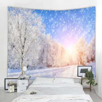 Sunshine Snow Forest Tapestry Winter Beauty Wall Cloth Scene Decoration Curtain Wall Cloth Wall Cloth Large Size