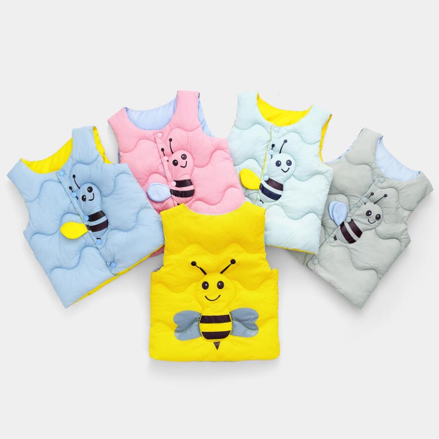 baby boys girls waistcoat cartoon bee cute little kids vest sleeveless autumn clothes for 1-8T children outfit warm jacket vest