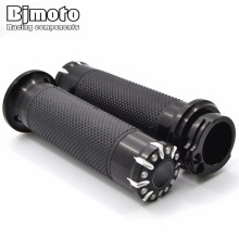 BJMOTO Motorcycle CNC Aluminum 1'' 25mm Handle Bar Cross Grips Hand Grip For Harley Sportster Touring Dyna Softail Custom