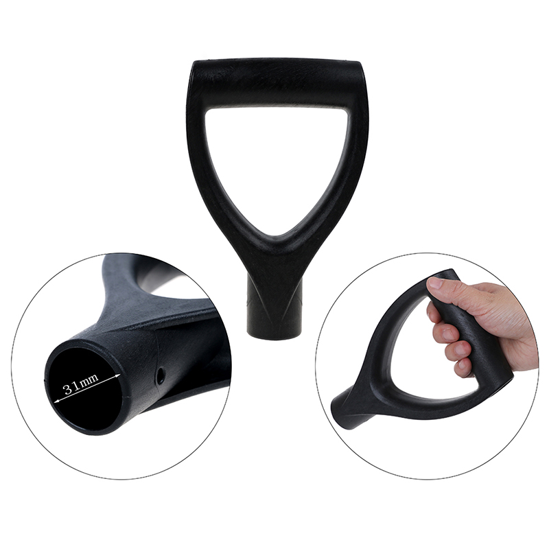 D-shaped steel shovel handle Black Plastic Replacement Accessories Snow Shovel Top Handle Garden Digging Raking Tools