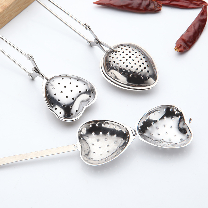 1pcs Heart Shaped Tea Infuser Spoon Strainer Kitchen Gadget Tool Stainless Steel Steeper Handle Shower Tea Making Filter @1