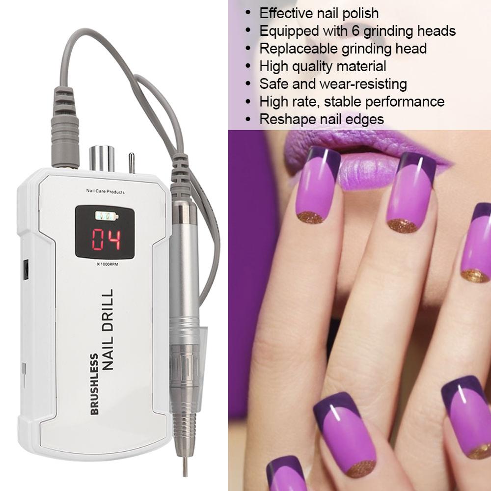 35000RPM Portable Nail Drill Machine 80W Electric Nail Grinding Buffing Polisher Kit Manicure Tool White 100 to 240V