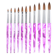 CHNRMJL NO.8/10 Pure 100% Kolinsky Sable Acrylic Nail Brush UV Gel Carving Liquid Powder Crystal Pen DIY Nails Art Manicure Tool