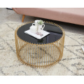 Nordic coffee table black tempered glass round living room creative luxury rose golden iron side table small large size