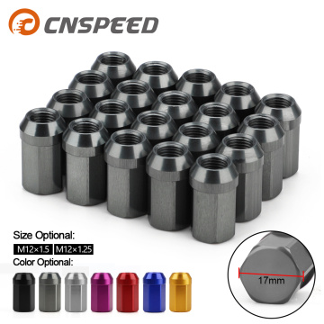 20pcs HEX 17mm M12*1.25 M12*1.5 Lug Nuts JDM Accessories Taper conical seat 32 mm length 7075-T6 Aluminum Wheel Nuts