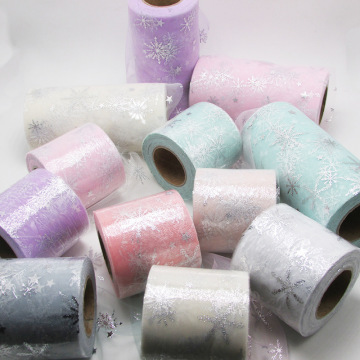 6cm*25yards snowflake shiny Tulle Rolls Organza Birthday Decoration Wedding Decor Party Supplies Baby Shower Tutu Skirt