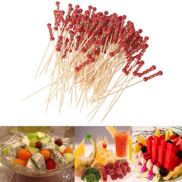 100pcs Beads Bamboo Cocktail Picks Food Sticks Disposable Toothpicks Party Club Home Fruit Pick Dropshipping